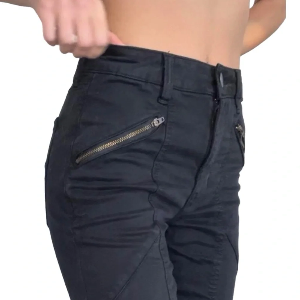 American Eagle Women’s Black High-Waisted Jegging Moto Sateen Size 2R Crop - Picture 2 of 11